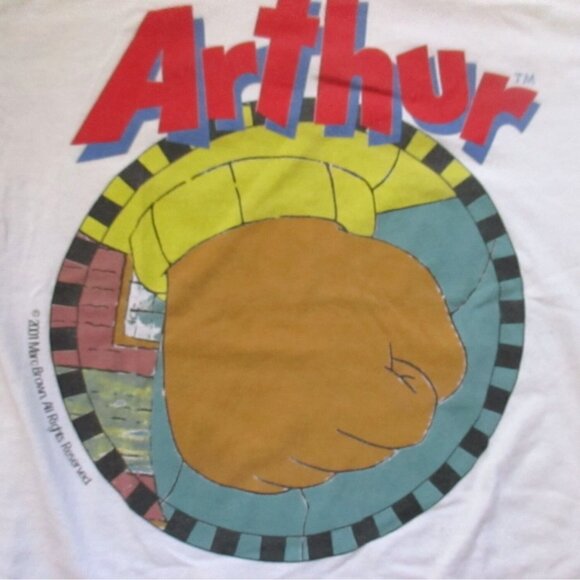 Arthur Cartoon Mens T-shirt Medium VTG 2001 Fist Clenched Marc Brown Delta - Picture 2 of 5